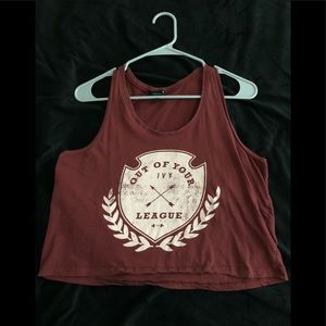Burgundy Crop Tank Top “Out of Your League”